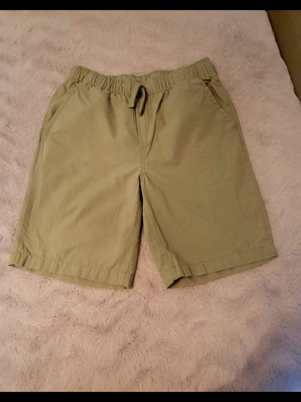 Place Boys Drawstring Flat Front Shorts in Olive Green